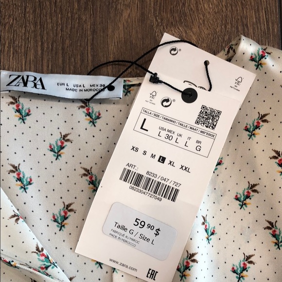 NWT Zara Shoulder Pad Print Top Size L - Picture 8 of 11